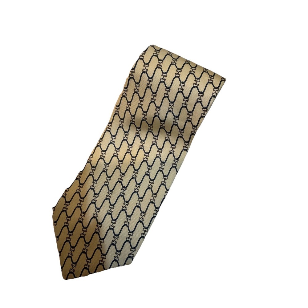 Christopher Hayes Tie Equestrian Horse Bit Pattern Printed Silk Necktie